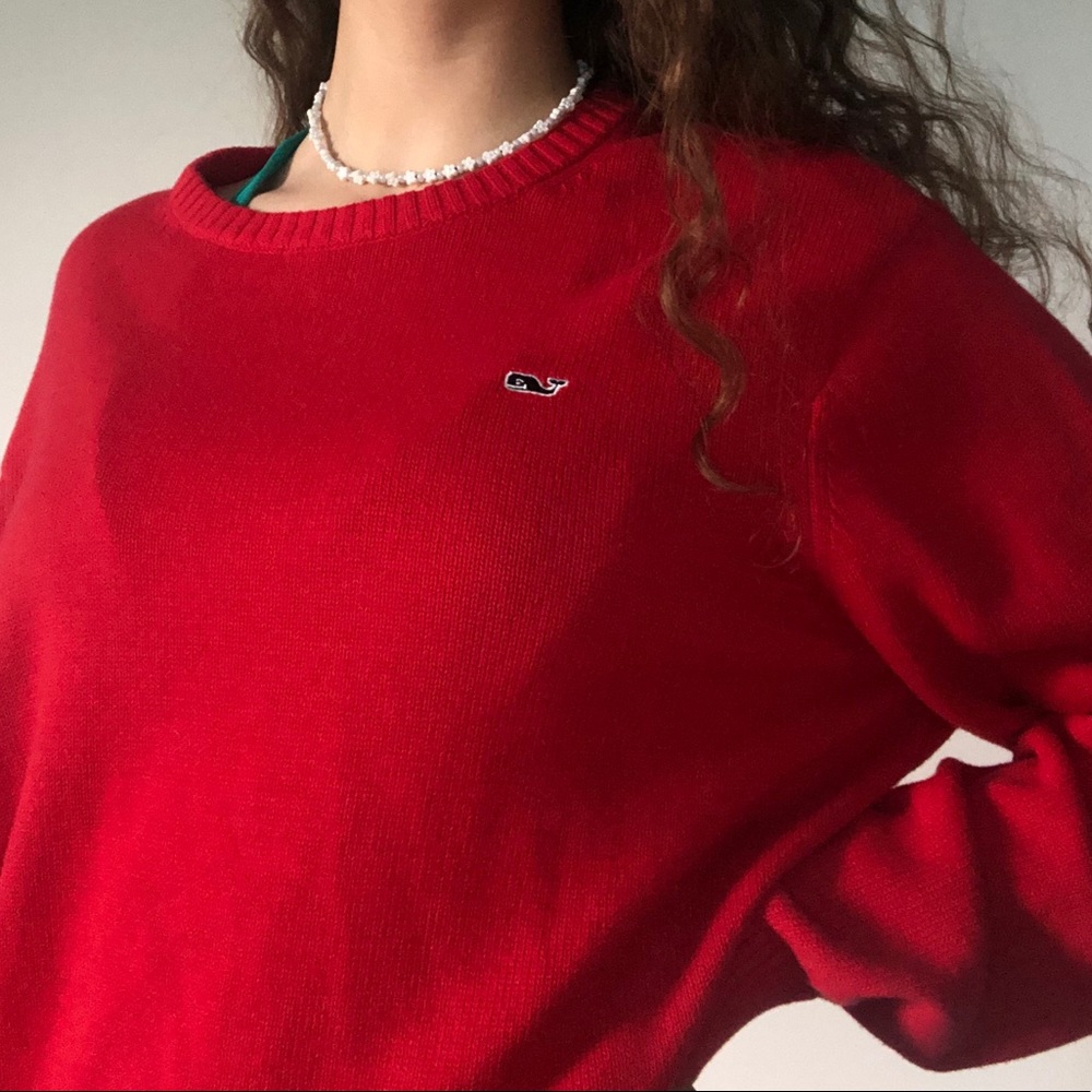 oversized red vineyard vines sweater